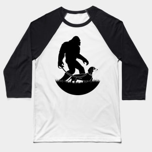 Bigfoot Walking Dachshund Baseball T-Shirt